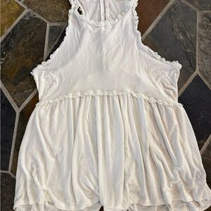 POL White Lace Trim Tank Top